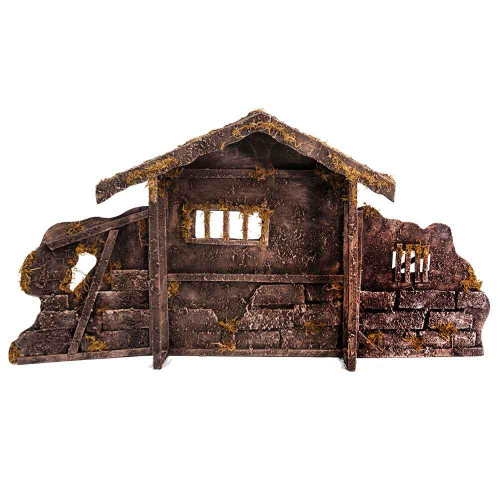 Christmas Elves Brown Nativity Stable - 25cm Christmas Elves Brown Nativity Stable - 25cm