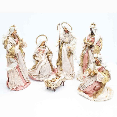 Christmas Elves Rose Gold Nativity Margaux Collection (Set of 6) - 81cm Christmas Elves Rose Gold Nativity Margaux Collection (Set of 6) - 81cm