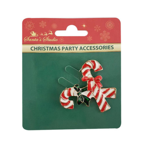 Christmas Elves Red White Candy Canes Christmas Brooch - 5cm Christmas Elves Red White Candy Canes Christmas Brooch - 5cm