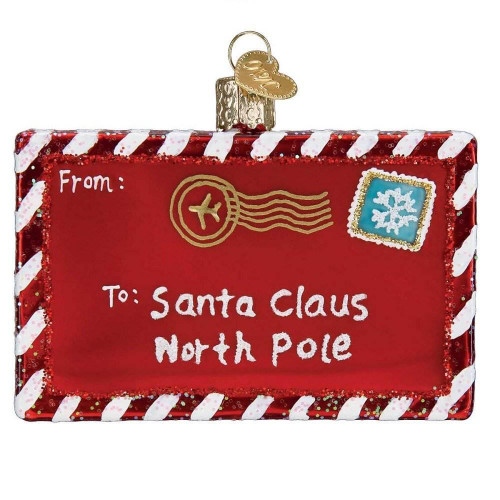 Old World Christmas Glass Letter To Santa Glass Ornament - 3.5cm Old World Christmas Glass Letter To Santa Glass Ornament - 3.5cm