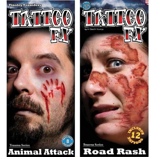 Witches of Halloween Bloody Face Wound Tattoo (2 Styles) Witches of Halloween Bloody Face Wound Tattoo (2 Styles)