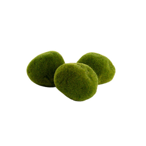 Christmas Elves Green Flocked Moss Stones (Pack of 3) - 14cm Christmas Elves Green Flocked Moss Stones (Pack of 3) - 14cm