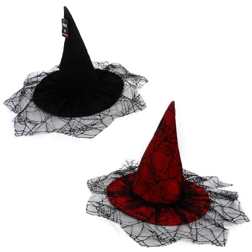 Witches of Halloween Witch Hat with Spider Web Lace (2 Colours) - Kids Witches of Halloween Witch Hat with Spider Web Lace (2 Colours) - Kids