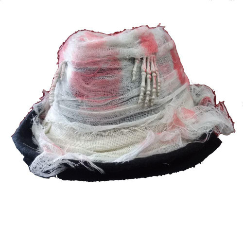 Witches of Halloween Ghost Bowler Hat with Skeleton Hand - 28cm Witches of Halloween Ghost Bowler Hat with Skeleton Hand - 28cm
