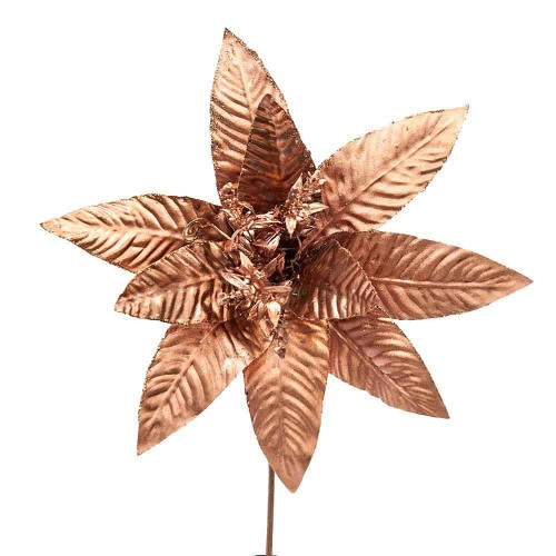 Christmas Elves Copper Poinsettia on Stem - 23cm Christmas Elves Copper Poinsettia on Stem - 23cm