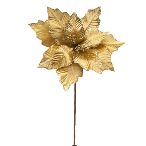 Christmas Elves Gold Poinsettia with Glittered Edges - 30cm Christmas Elves Gold Poinsettia with Glittered Edges - 30cm