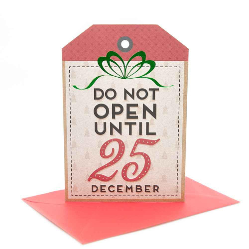 Christmas Elves Do Not Open Christmas Card - 17cm Christmas Elves Do Not Open Christmas Card - 17cm
