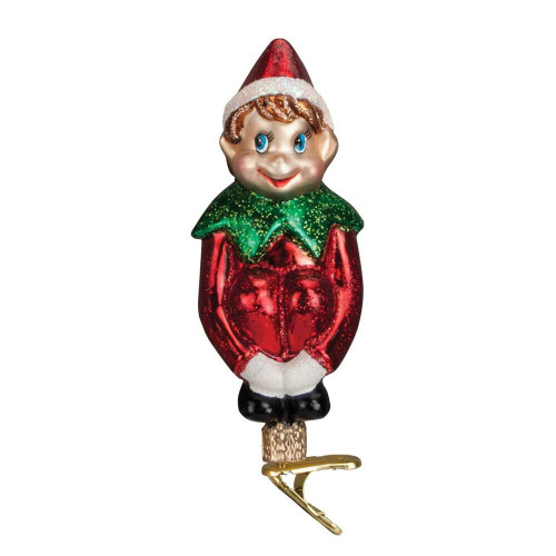 Old World Christmas Glass Christmas Elf With Clip Glass Ornament - 10cm Old World Christmas Glass Christmas Elf With Clip Glass Ornament - 10cm