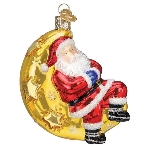 Old World Christmas Glass Moonlight Santa Glass Ornament - 10cm Old World Christmas Glass Moonlight Santa Glass Ornament - 10cm