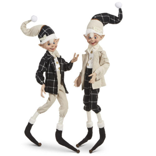 RAZ Imports Black and White Plaid Posable Elf (2 Styles) - 76cm RAZ Imports Black and White Plaid Posable Elf (2 Styles) - 76cm