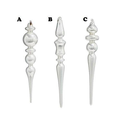 RAZ Imports White Iridescent Glass Finial (3 Styles) - 28cm RAZ Imports White Iridescent Glass Finial (3 Styles) - 28cm