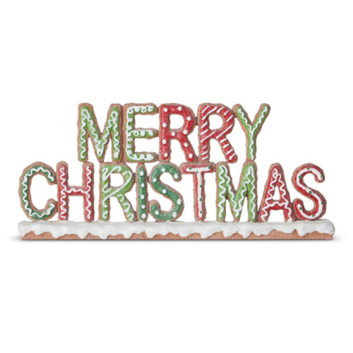 RAZ Imports Gingerbread Merry Christmas Sign - 28cm RAZ Imports Gingerbread Merry Christmas Sign - 28cm