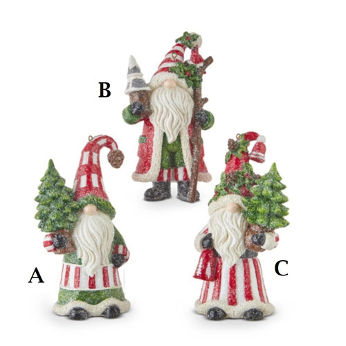 RAZ Imports Glitter Iced Gnome Santa Ornaments (3 Styles) - 12.5cm RAZ Imports Glitter Iced Gnome Santa Ornaments (3 Styles) - 12.5cm