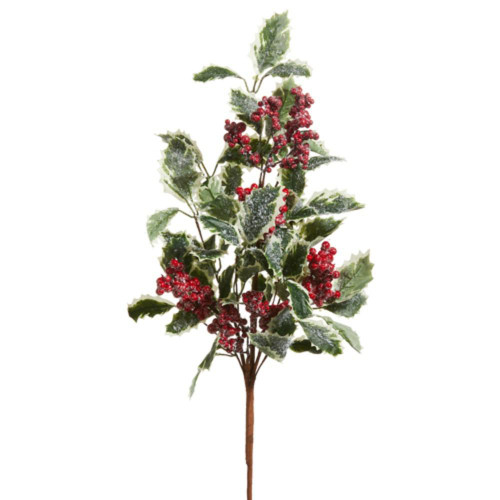 RAZ Imports Ice Holly Leaf Berry Spray - 71cm RAZ Imports Ice Holly Leaf Berry Spray - 71cm