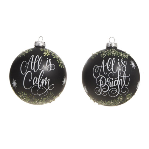RAZ Imports Black All is Calm Glass Bauble (2 Styles) - 12.5cm RAZ Imports Black All is Calm Glass Bauble (2 Styles) - 12.5cm