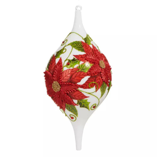 RAZ Imports Red Poinsettia Teardrop Glass Ornament - 33cm RAZ Imports Red Poinsettia Teardrop Glass Ornament - 33cm