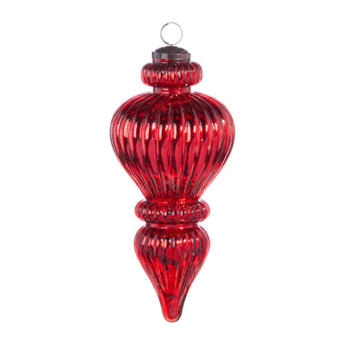RAZ Imports Red Ribbed Finial Glass Ornament - 25cm RAZ Imports Red Ribbed Finial Glass Ornament - 25cm