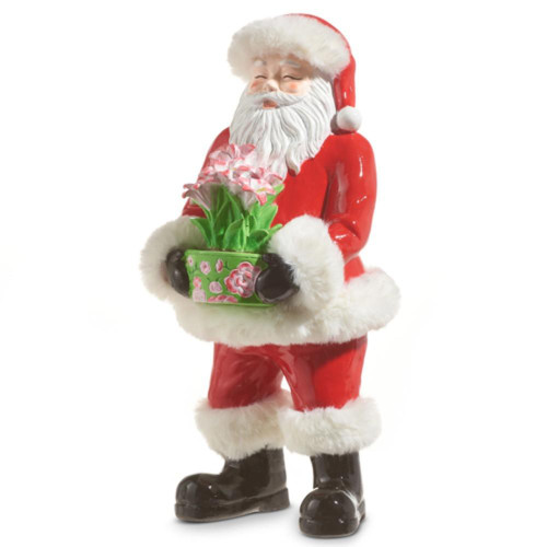 RAZ Imports Santa with Amaryllis Pot Plant - 35.5cm RAZ Imports Santa with Amaryllis Pot Plant - 35.5cm