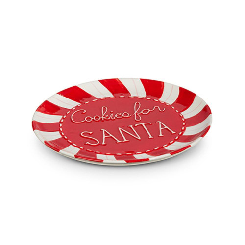 RAZ Imports Red White Cookies For Santa Plate - 23cm RAZ Imports Red White Cookies For Santa Plate - 23cm