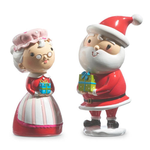 RAZ Imports Santa and Mrs Claus Holding Gift (2 Styles) - 16.5cm RAZ Imports Santa and Mrs Claus Holding Gift (2 Styles) - 16.5cm