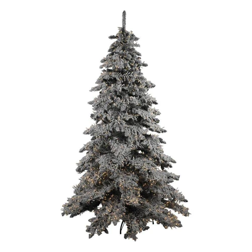 Christmas Elves 7FT Flocked Prelit Snow Pine Christmas Tree - 210cm 