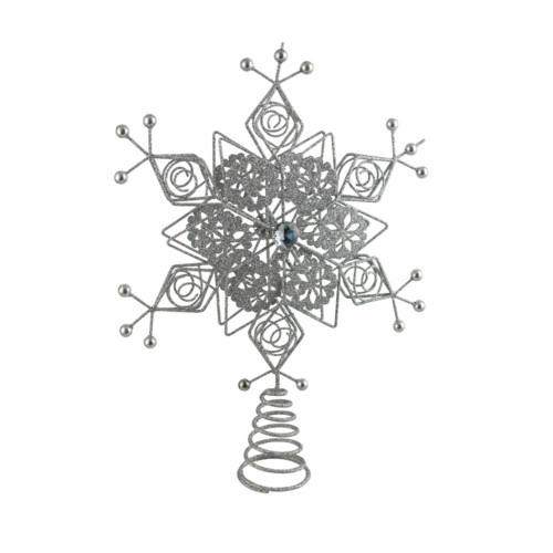Christmas Elves Silver Wire Snowflake Tree Topper - 34cm Christmas Elves Silver Wire Snowflake Tree Topper - 34cm