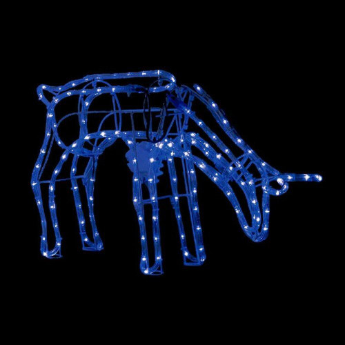 Christmas Elves 3D LED Reindeer Feeding with Motor Blue - 65cm Christmas Elves 3D LED Reindeer Feeding with Motor Blue - 65cm
