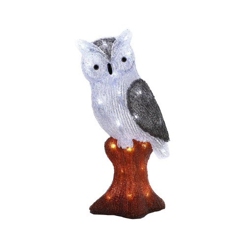 Christmas Elves Acrylic Owl on Log - 40cm Christmas Elves Acrylic Owl on Log - 40cm