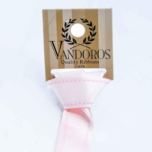 Christmas Elves Grosgrain Stitch Ribbon Baby Pink - 2m Christmas Elves Grosgrain Stitch Ribbon Baby Pink - 2m