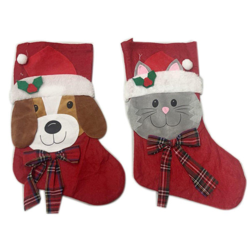 Christmas Elves Dog and Cat Christmas Stocking (1 Style) - 46cm Christmas Elves Dog and Cat Christmas Stocking (1 Style) - 46cm