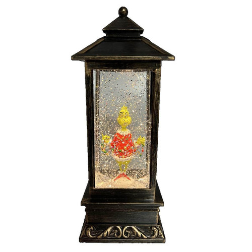 Christmas Elves Dr Seuss Grinch with String Lights Snowing Lantern - 31cm 