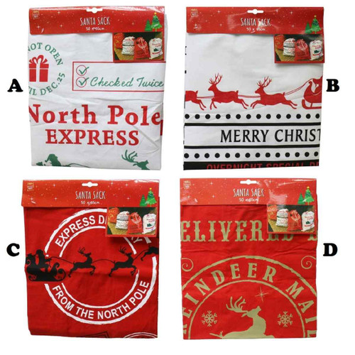 Christmas Elves Christmas Print Cotton Sack (4 Styles) - 65cm Christmas Elves Christmas Print Cotton Sack (4 Styles) - 65cm