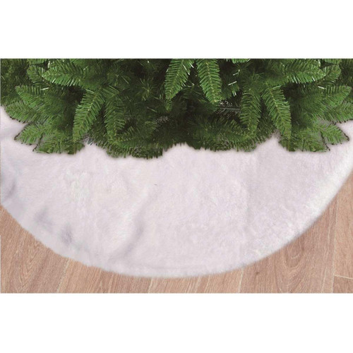 Christmas Elves White Plush Tree Skirt - 120cm Christmas Elves White Plush Tree Skirt - 120cm