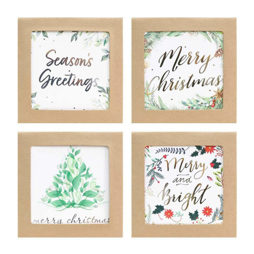 Christmas Elves Botanical Foil Print Christmas Cards (Pack of 10, 4 Styles) - 12.5cm 