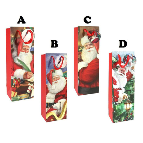Christmas Elves Classic Claus Glitter Bottle Bag (4 Styles) - 36cm  Christmas Elves Classic Claus Glitter Bottle Bag (4 Styles) - 36cm