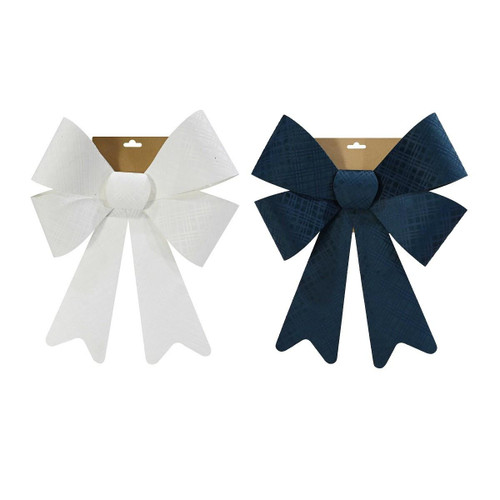 Christmas Elves Embossed Velvet Winter Bow (2 Colours) - 50cm Christmas Elves Embossed Velvet Winter Bow (2 Colours) - 50cm