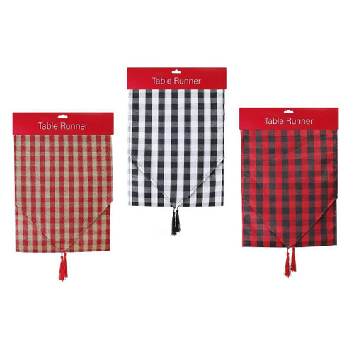 Christmas Elves Festive Metallic Check Table Runner (3 Styles) - 180cm  Christmas Elves Festive Metallic Check Table Runner (3 Styles) - 180cm