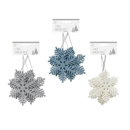 Christmas Elves Glitter Snowflakes Hanging Decoration (Pack of 3, 3 Colours) Christmas Elves Glitter Snowflakes Hanging Decoration (Pack of 3, 3 Colours)