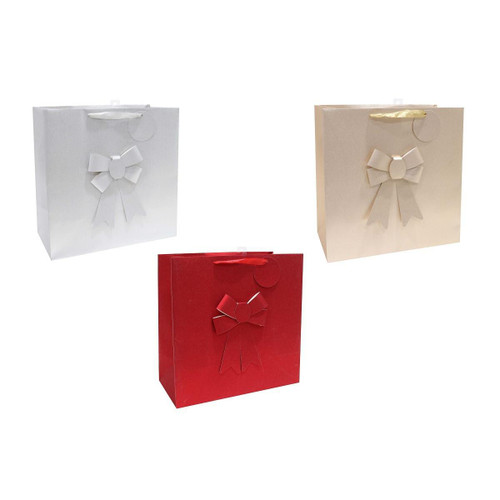 Christmas Elves Glitter Giftbag with Bow (3 Colours) - 33cm Christmas Elves Glitter Giftbag with Bow (3 Colours) - 33cm