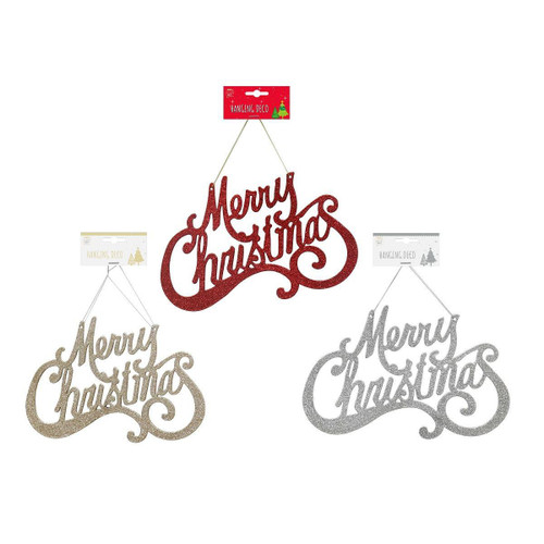 Christmas Elves Glitter Merry Christmas Hanging Sign (3 Colours) - 26cm  Christmas Elves Glitter Merry Christmas Hanging Sign (3 Colours) - 26cm