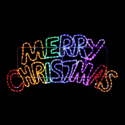 Christmas Elves LED Rope Light Rainbow Merry Christmas Sign - 100cm Christmas Elves LED Rope Light Rainbow Merry Christmas Sign - 100cm