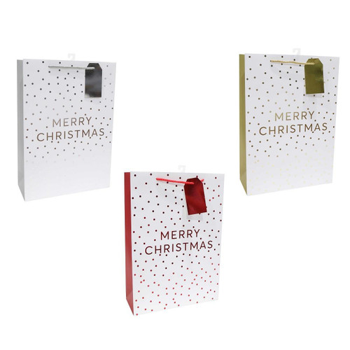 Christmas Elves Merry Christmas Foil Dots Giftbag (3 Styles) - 42cm Christmas Elves Merry Christmas Foil Dots Giftbag (3 Styles) - 42cm