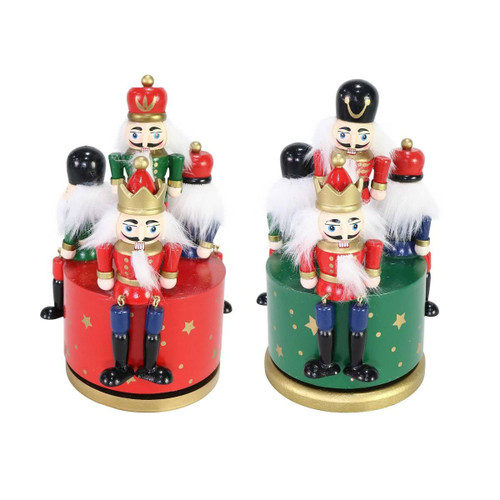 Christmas Elves Nutcrackers Soldiers Rotating Music Box (2 Styles) - 19cm 