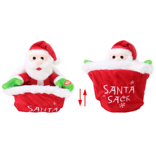Christmas Elves Musical Hide and Seek Santa Claus in Sack - 25cm Christmas Elves Musical Hide and Seek Santa Claus in Sack - 25cm