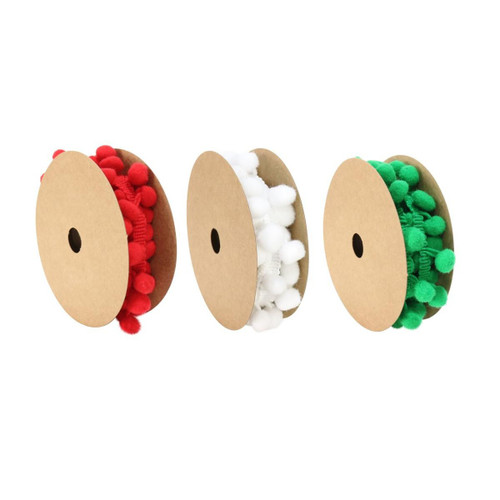 Christmas Elves Pom-Pom Ribbon (2 Colours) - 2m Christmas Elves Pom-Pom Ribbon (2 Colours) - 2m