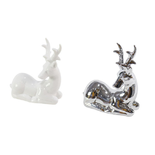 Christmas Elves Porcelain Sitting Reindeer - 14cm 