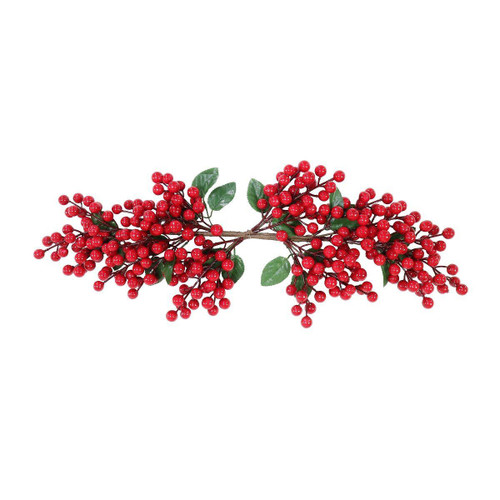 Christmas Elves Festive Red Berry and Green Leaf Centre Piece for Christmas Décor 