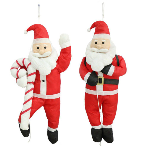 Christmas Elves Santa Climbing Holding Rope or Candy Cane (2 Styles) - 120cm Christmas Elves Santa Climbing Holding Rope or Candy Cane (2 Styles) - 120cm