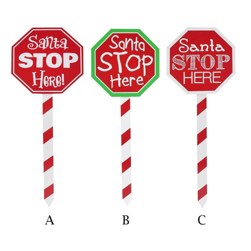 Christmas Elves Santa Stop Here Stake (3 Styles) - 40cm Christmas Elves Santa Stop Here Stake (3 Styles) - 40cm