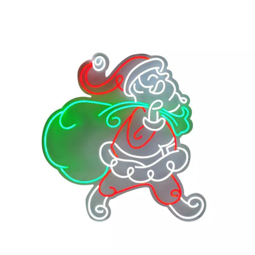 Christmas Elves Neon Santa with Sack Motif Sign - 80cm Christmas Elves Neon Santa with Sack Motif Sign - 80cm